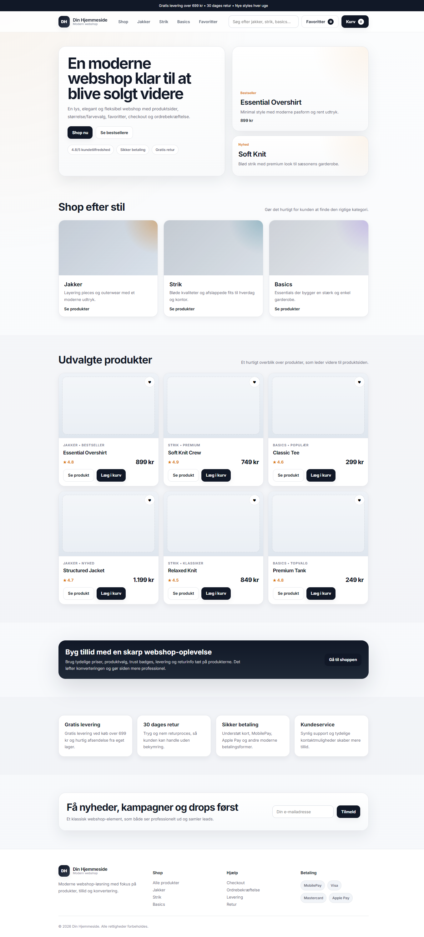 Webshop hjemmeside